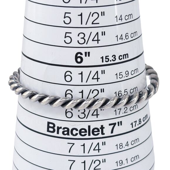 Southwest Twisted Wire Cuff Bracelet | Vintage Sterling Silver 925 | 6.5" - Picture 8 of 10